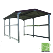 Image du produit : Abri toiture double pente en kit - Hauteur 3.35 m - Pour caravane