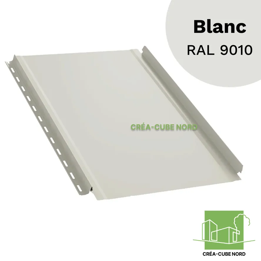 Toiture et bardage joint debout avec feutre régulateur de condensation - Longueur 3 m - Blanc (RAL 9010)